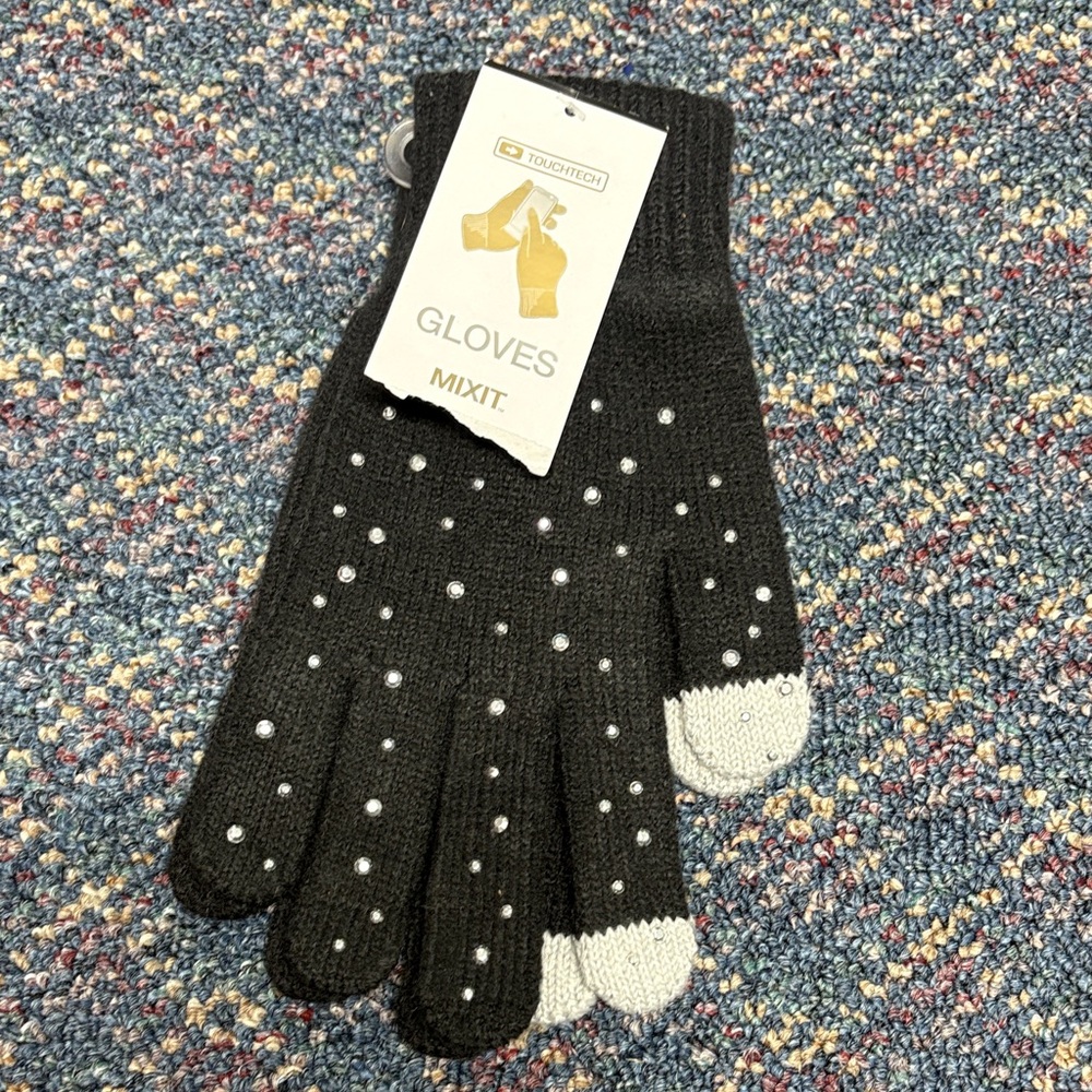 New Mixit Black Gloves with sparkles touchscreen compatible